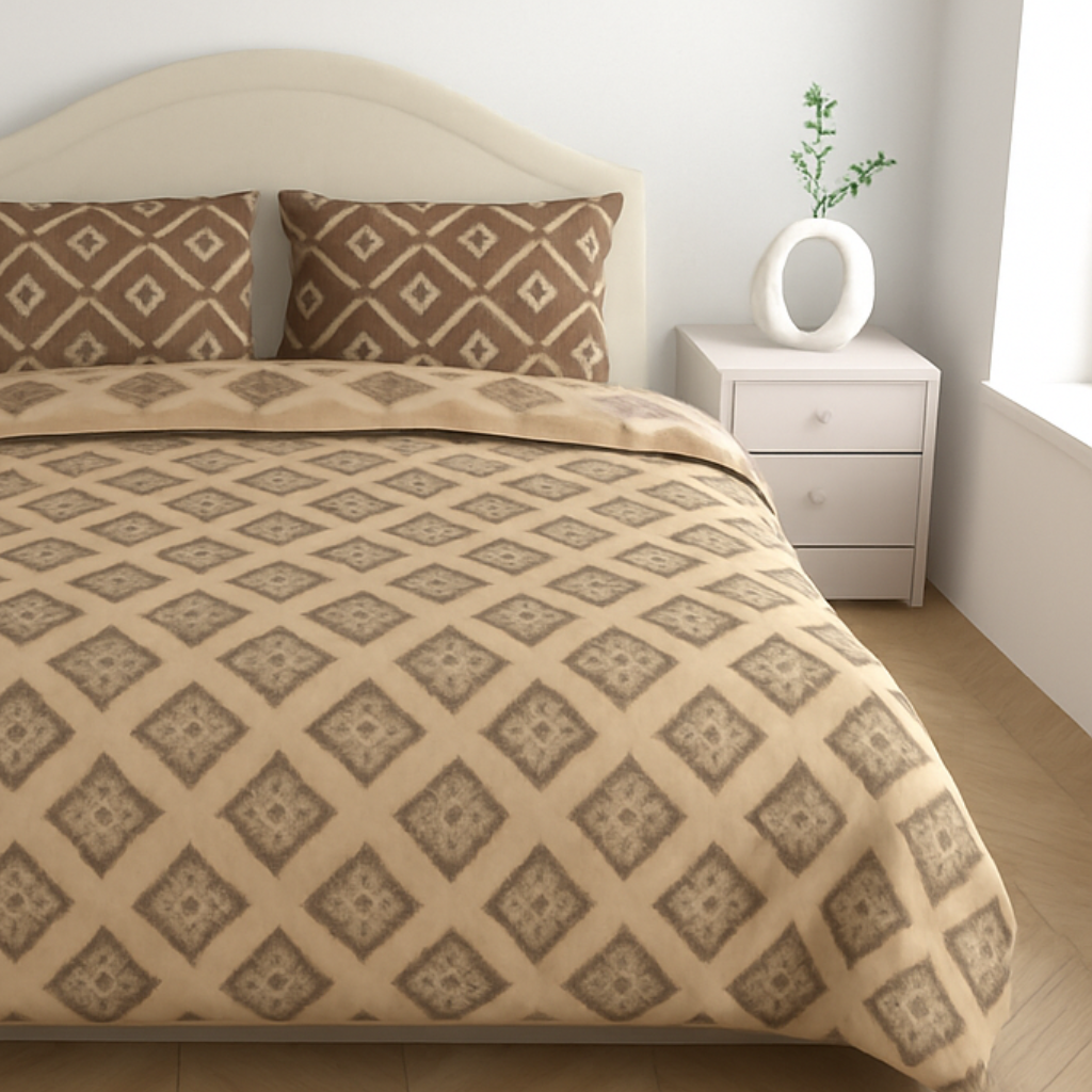 Luxury Satin Cotton King Size Bedsheet with 2 Pillow Covers – 210 TC (2.75m x 2.75m)