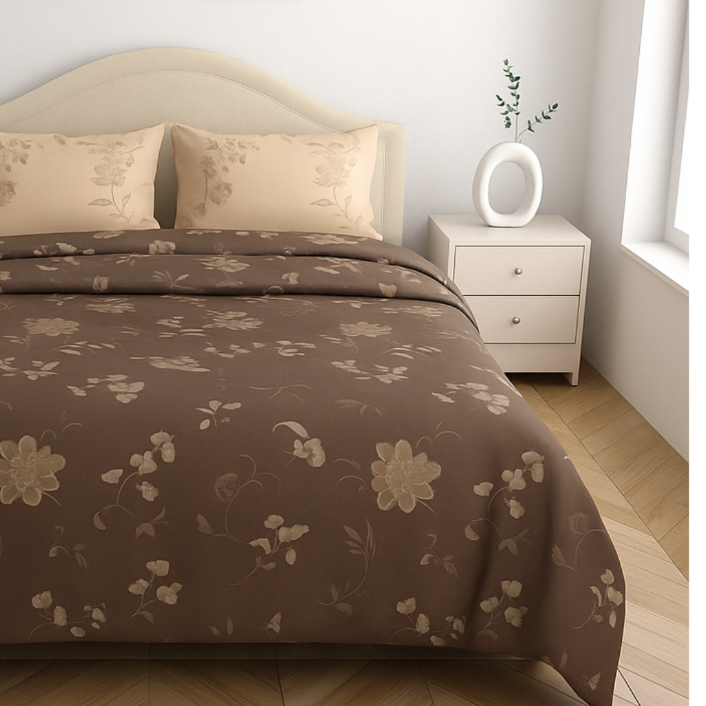 Luxury Satin Cotton King Size Bedsheet with 2 Pillow Covers – 210 TC (2.75m x 2.75m)