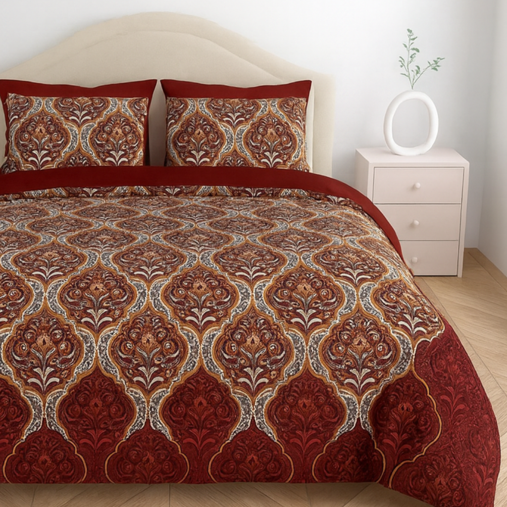 Luxury Cotton King Size Double Bedsheet with 2 Pillow Covers – 180 TC