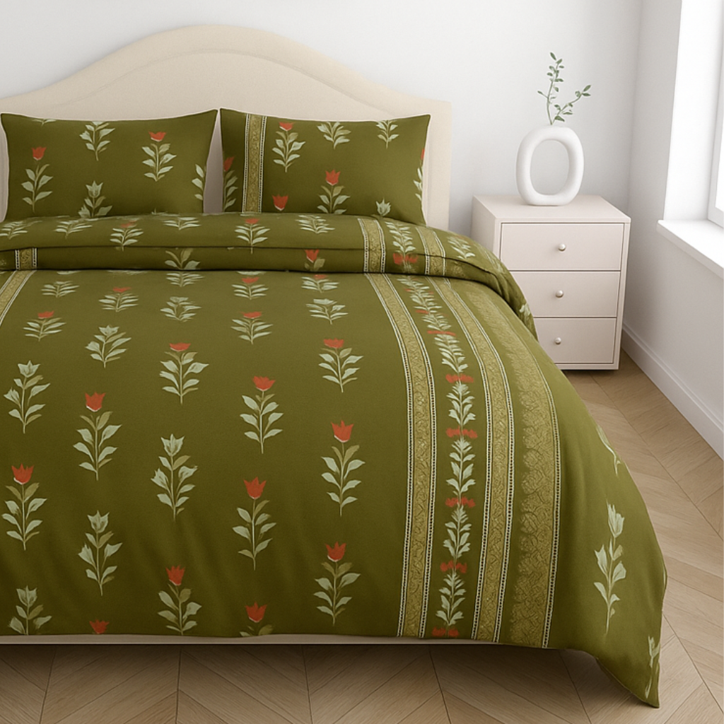 Luxury Cotton King Size Double Bedsheet with 2 Pillow Covers – 180 TC