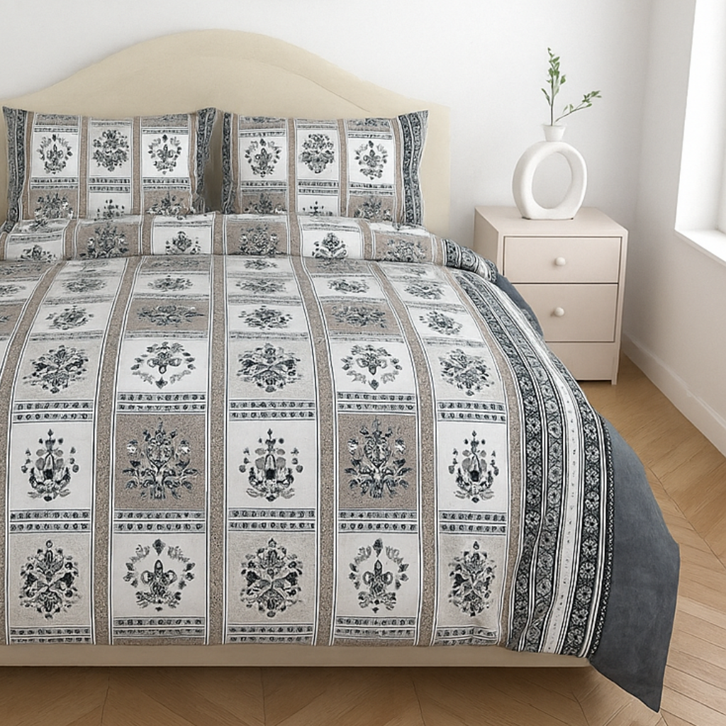 Luxury Cotton King Size Double Bedsheet with 2 Pillow Covers – 180 TC