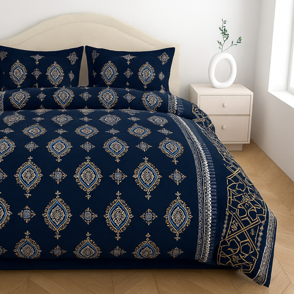 Luxury Cotton King Size Double Bedsheet with 2 Pillow Covers – 180 TC