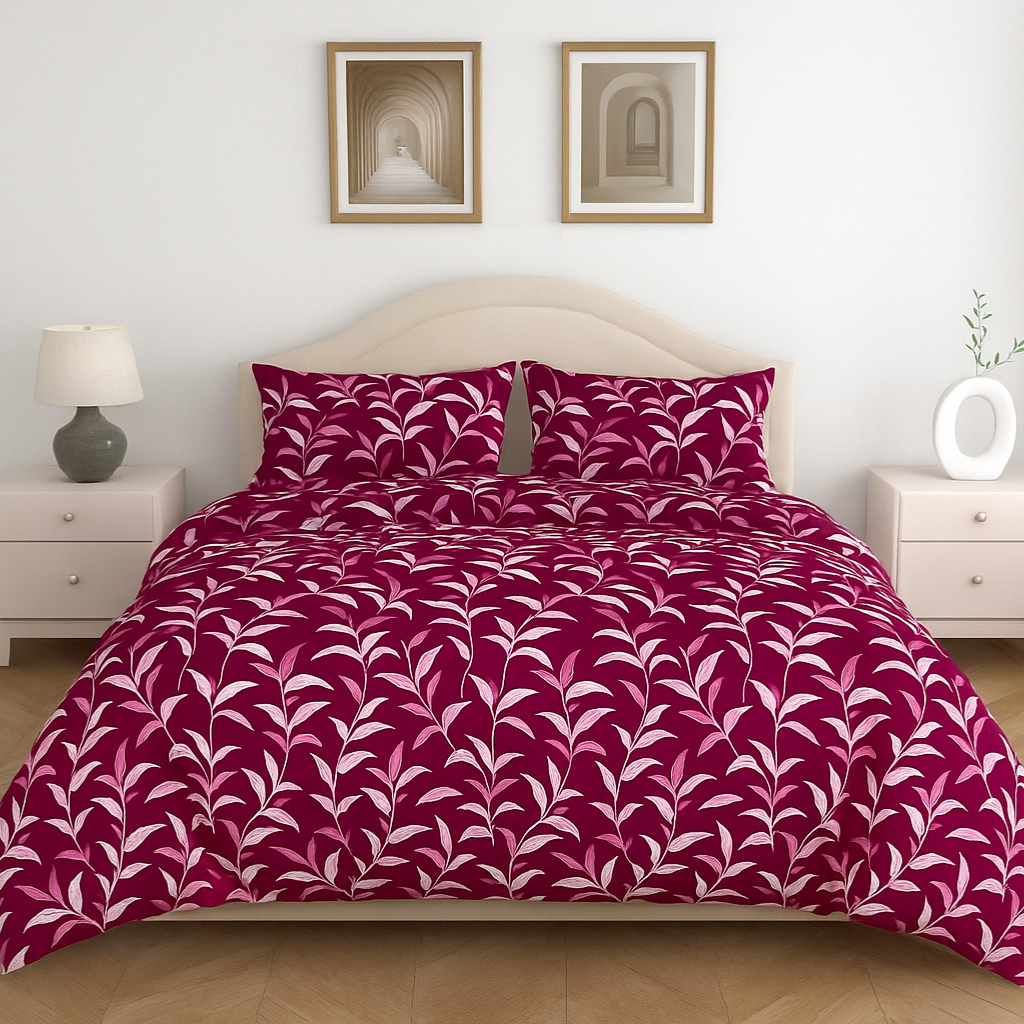 Luxury Cotton King Size Double Bedsheet with 2 Pillow Covers – 180 TC