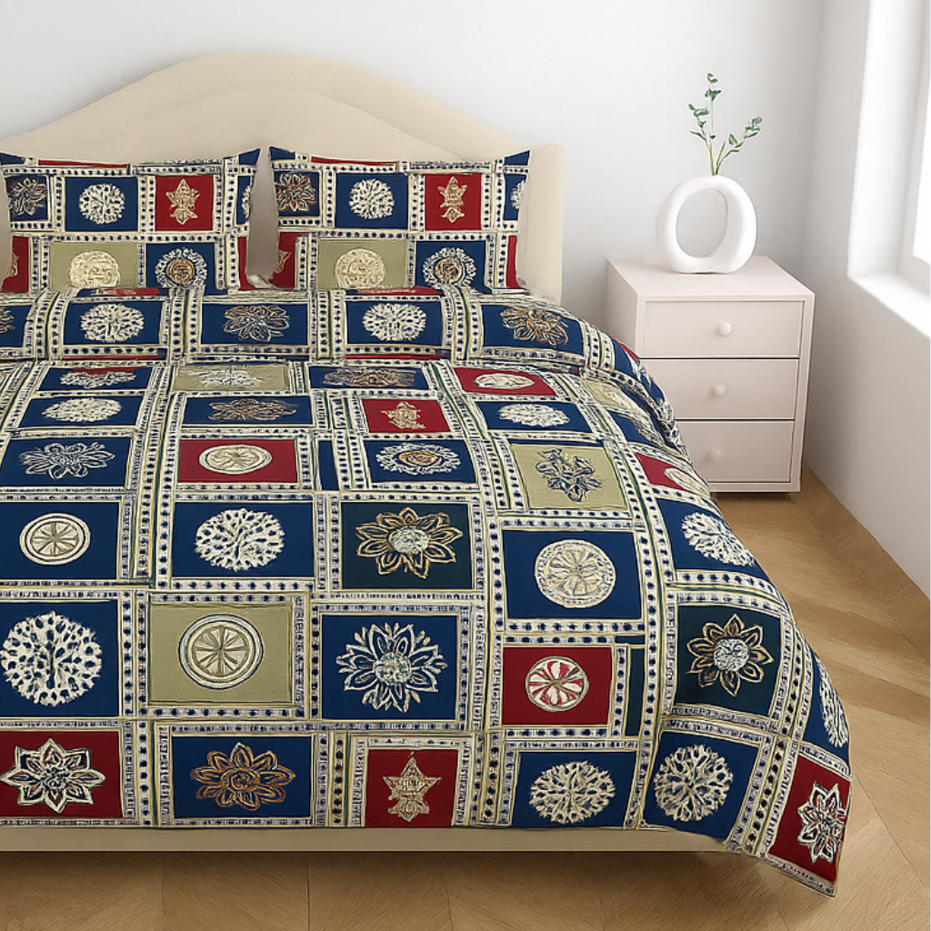Luxury Cotton King Size Double Bedsheet with 2 Pillow Covers – 180 TC