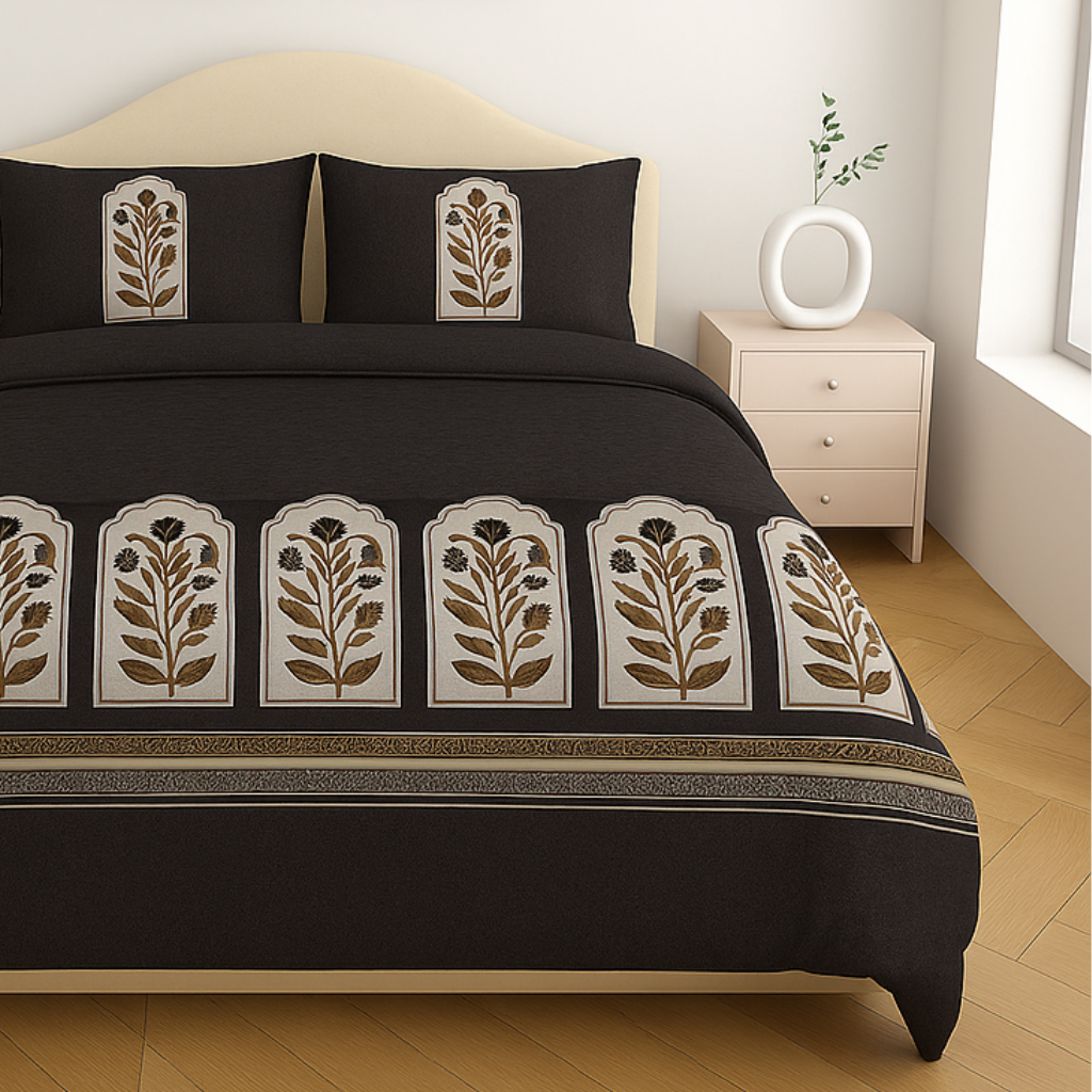 Premium Cotton King Size Double Bed Sheet with 2 Pillow Covers – 120 TC