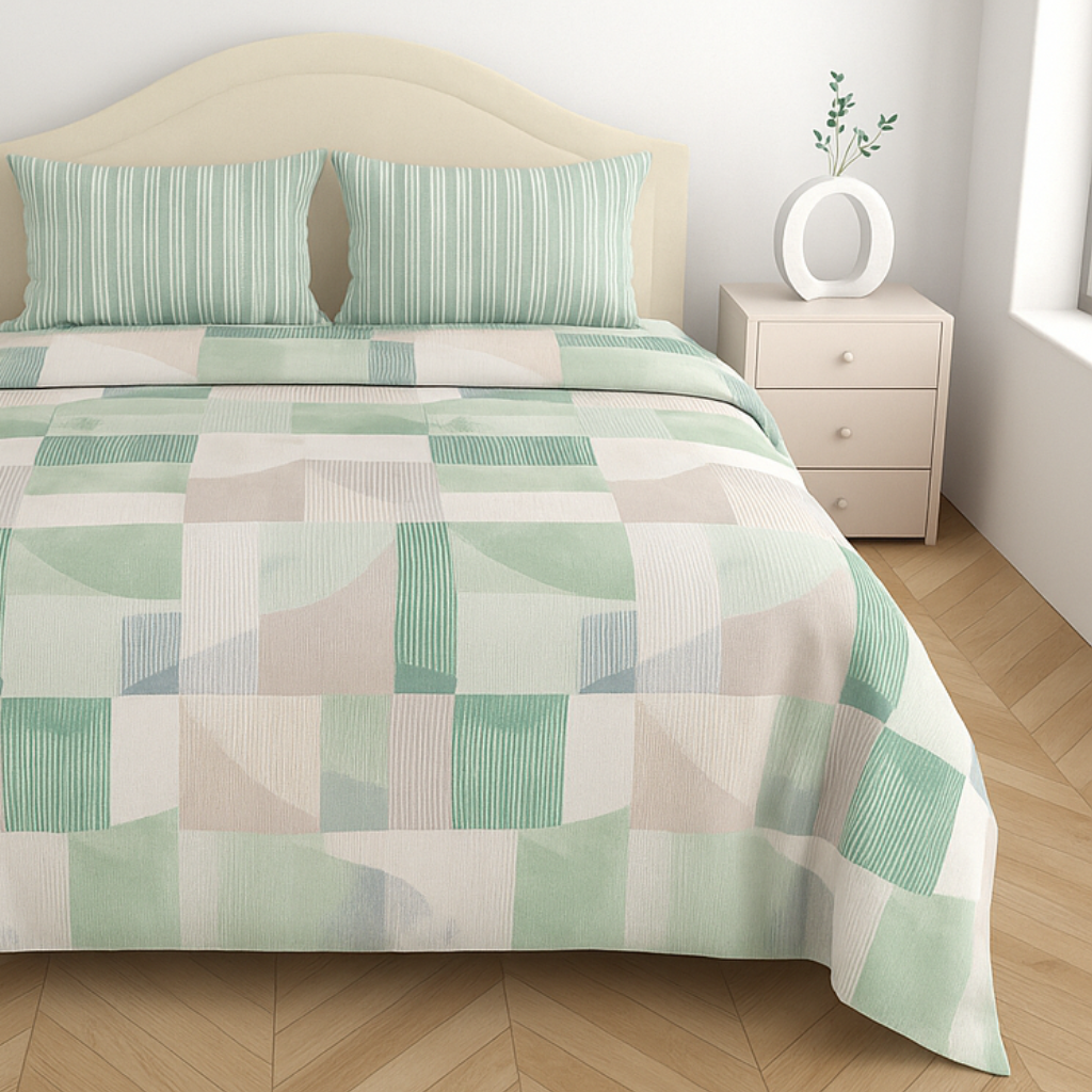 Premium Cotton 180TC King Size Bedsheet with 2 Pillow Covers – 2.75m x 2.75m
