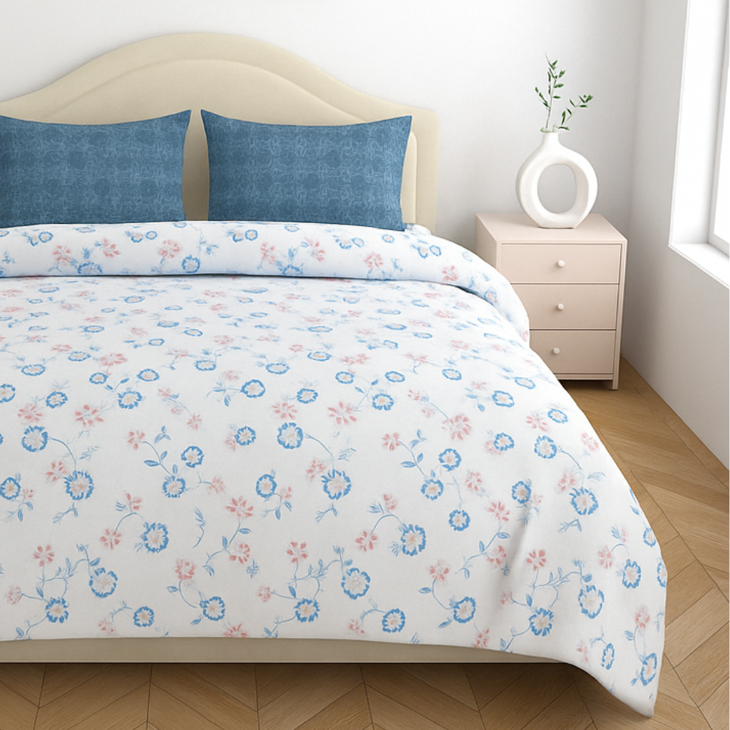 Premium Cotton 180TC King Size Bedsheet with 2 Pillow Covers – 2.75m x 2.75m