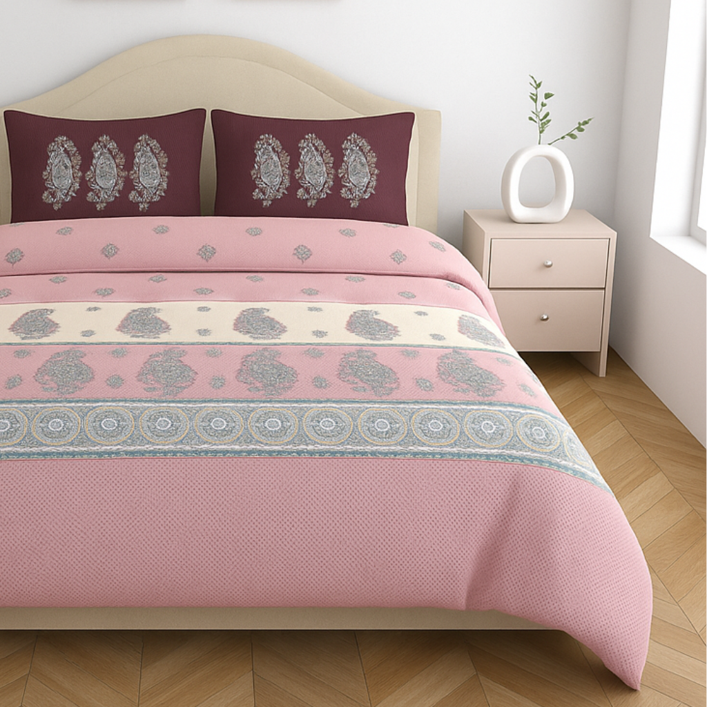 Premium Cotton King Size Double Bedsheet with 2 Pillow Covers – 144 TC (Copy)