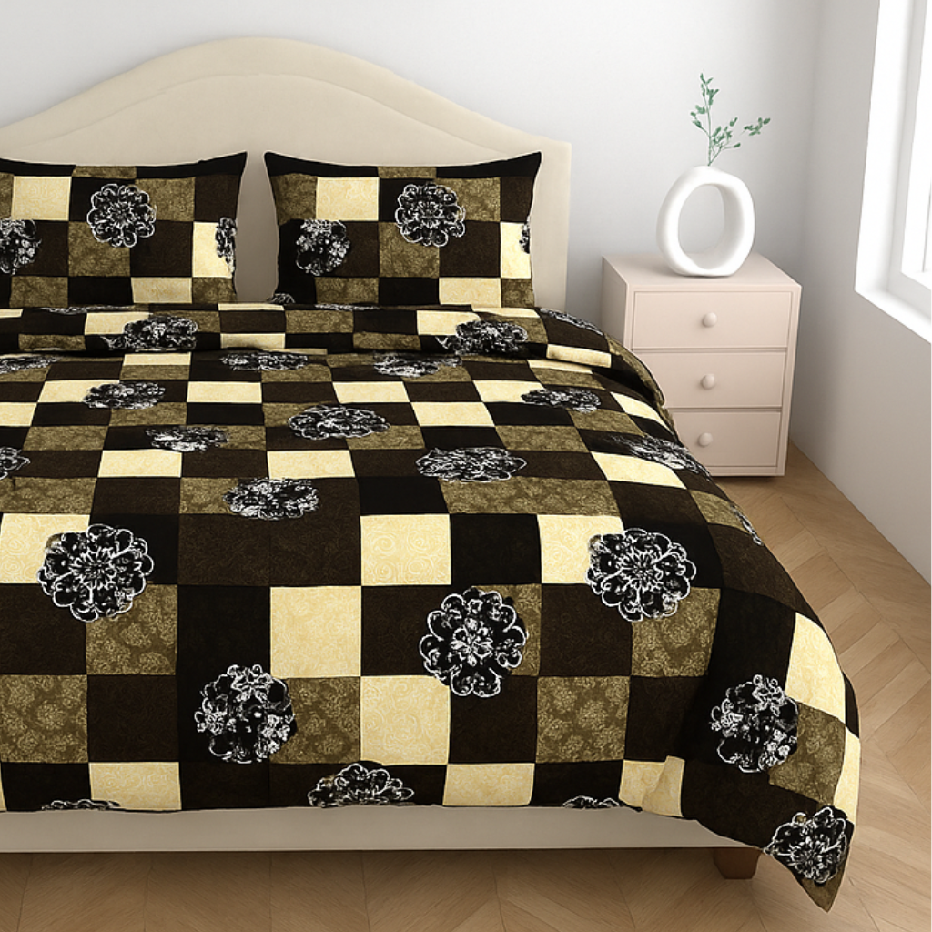 100% Cotton Queen Size Double Bedsheet with 2 Pillow Covers