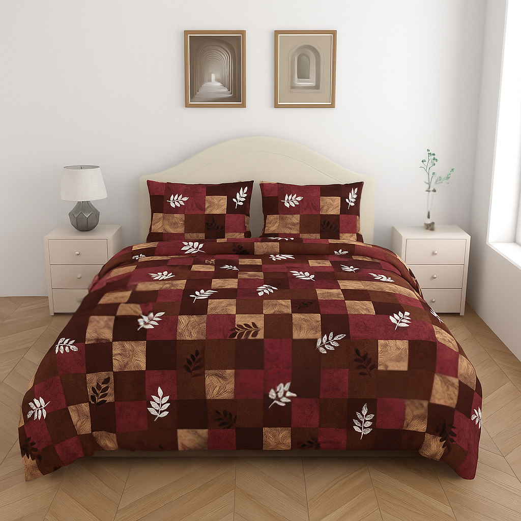 100% Cotton Queen Size Double Bedsheet with 2 Pillow Covers