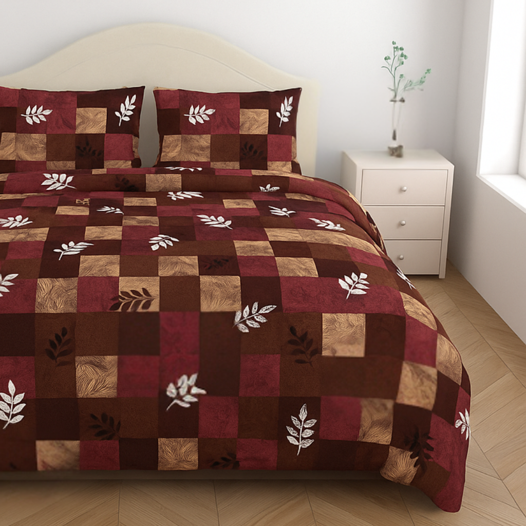 100% Cotton Queen Size Double Bedsheet with 2 Pillow Covers