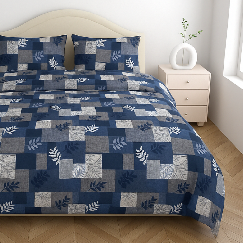 100% Cotton Queen Size Double Bedsheet with 2 Pillow Covers