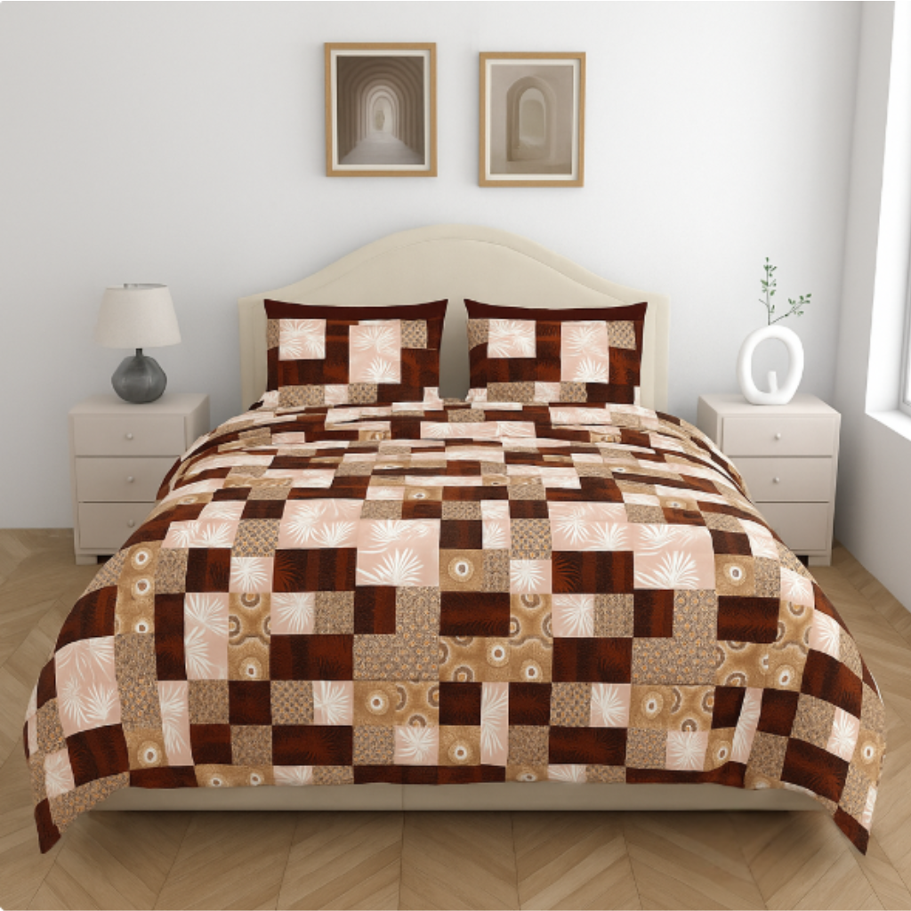 100% Cotton Queen Size Double Bedsheet with 2 Pillow Covers