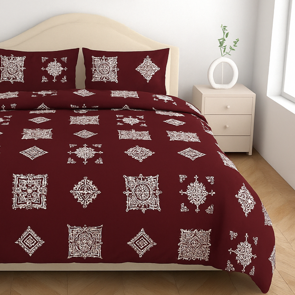 100% Cotton Queen Size Double Bedsheet with 2 Pillow Covers