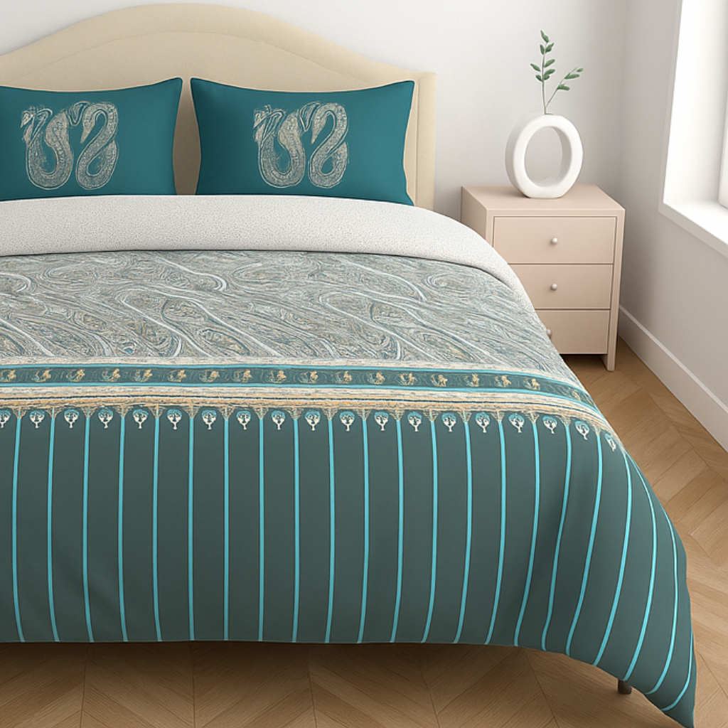 Premium Cotton King Size Double Bedsheet with 2 Pillow Covers – 144 TC