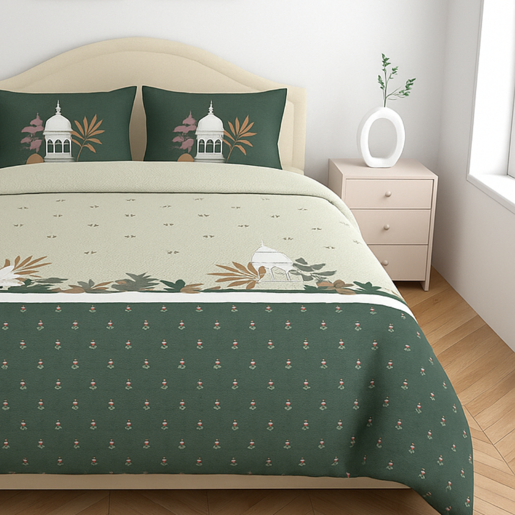 Premium Cotton King Size Double Bedsheet with 2 Pillow Covers – 144 TC