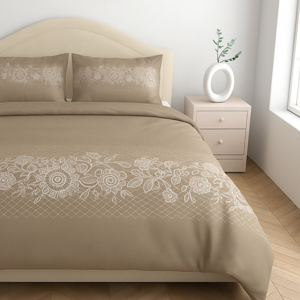 Luxury Satin Cotton King Size Bedsheet with 2 Pillow Covers – 210 TC (2.75m x 2.75m)