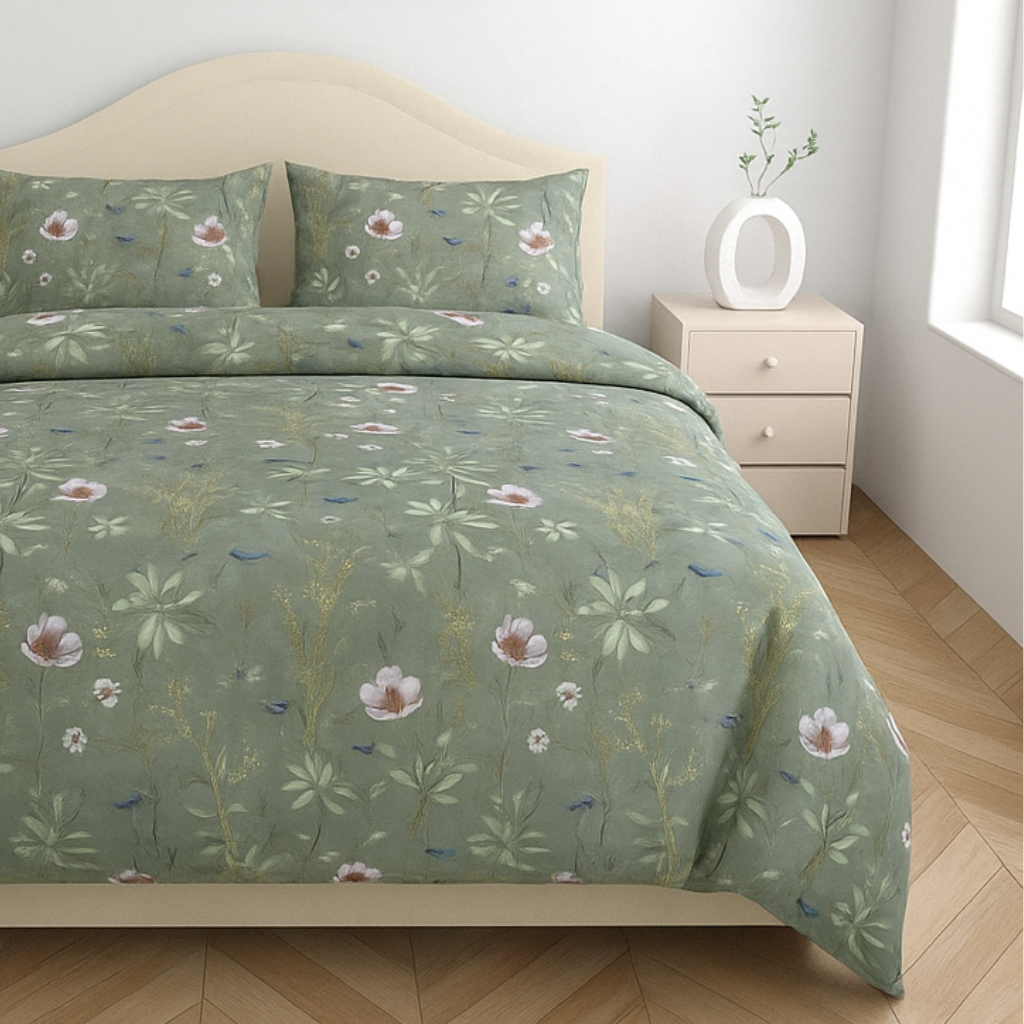 Satin Cotton 350 TC Super King Bedsheet Set – 3m x 3m with 2 Pillow Covers