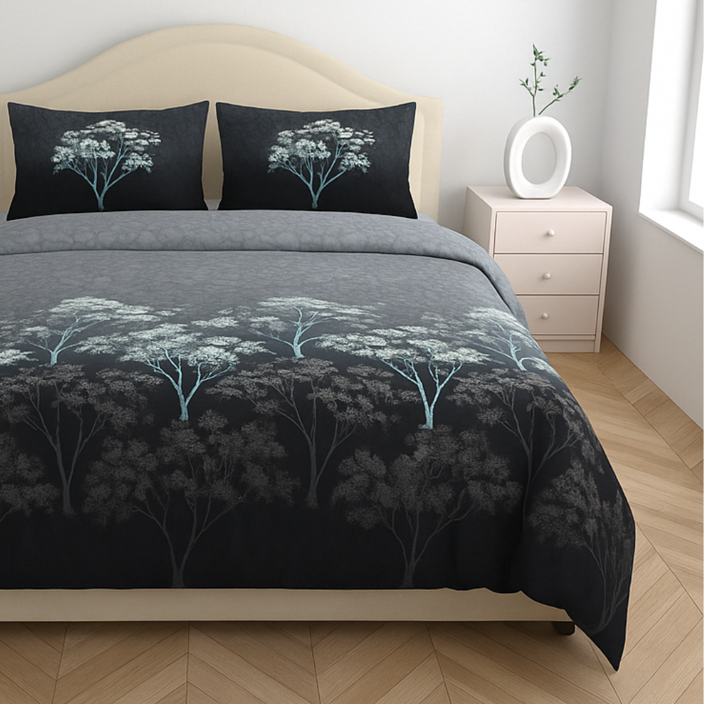 Luxury Cotton 200TC King Size Double Bedsheet with 2 Pillow Covers – 2.75 x 2.75 m