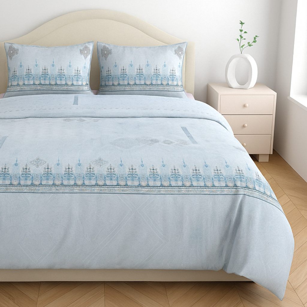 Luxury Cotton 200TC King Size Double Bedsheet with 2 Pillow Covers – 2.75 x 2.75 m