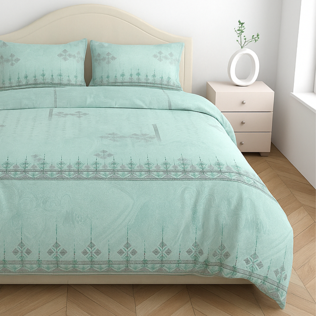 Luxury Cotton 200TC King Size Double Bedsheet with 2 Pillow Covers – 2.75 x 2.75 m
