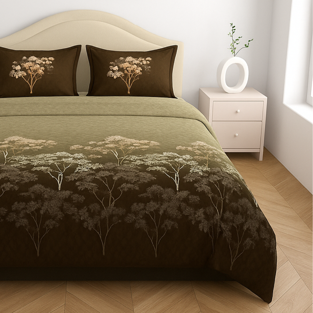 Luxury Cotton 200TC King Size Double Bedsheet with 2 Pillow Covers – 2.75 x 2.75 m