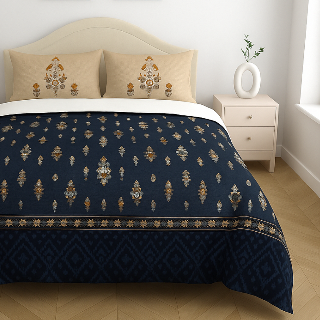 Premium Cotton King Size Bedsheet with 2 Pillow Covers – 180 TC (2.75m x 2.75m)