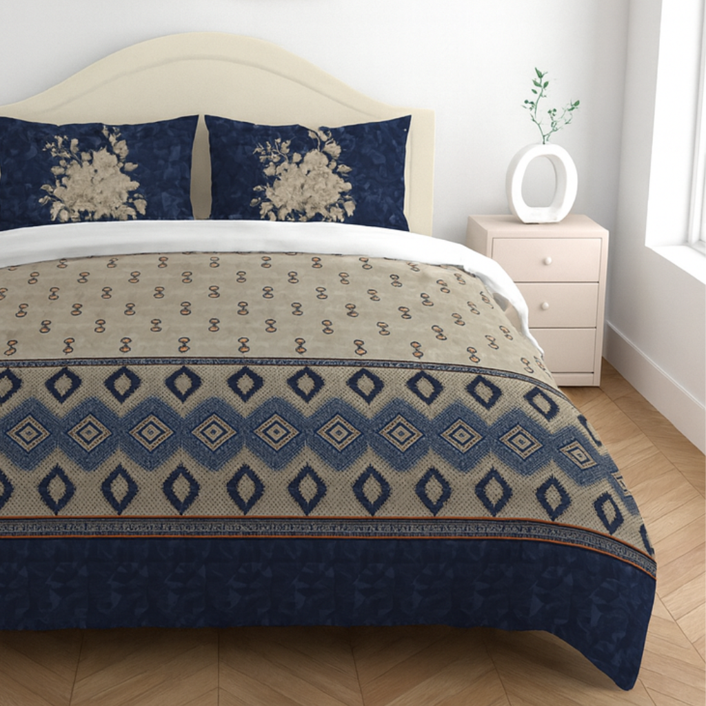 Premium Cotton King Size Bedsheet with 2 Pillow Covers – 180 TC (2.75m x 2.75m)