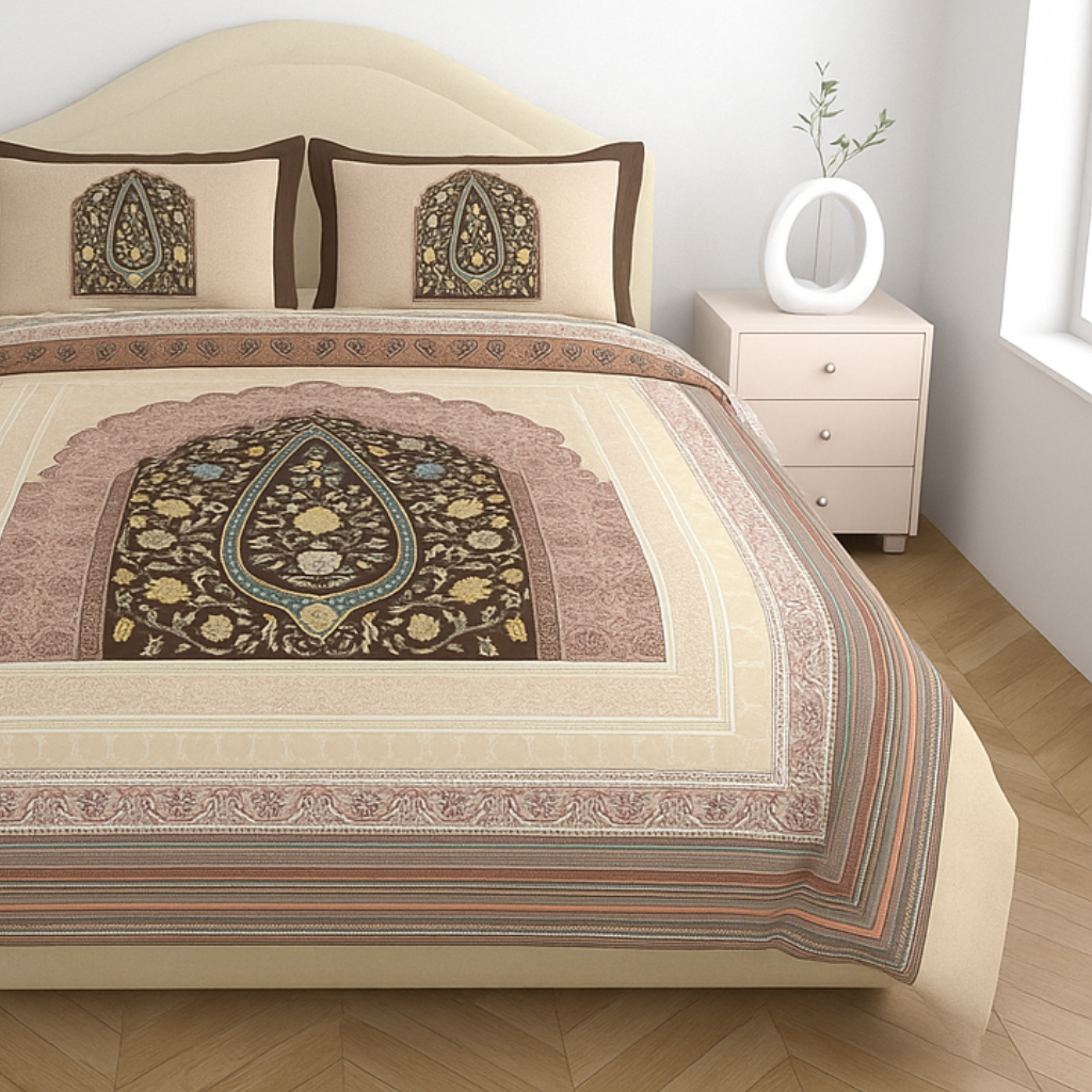 Luxury Satin Cotton 250TC King Size Bedsheet with 2 Pillow Covers (2.75m x 2.75m)