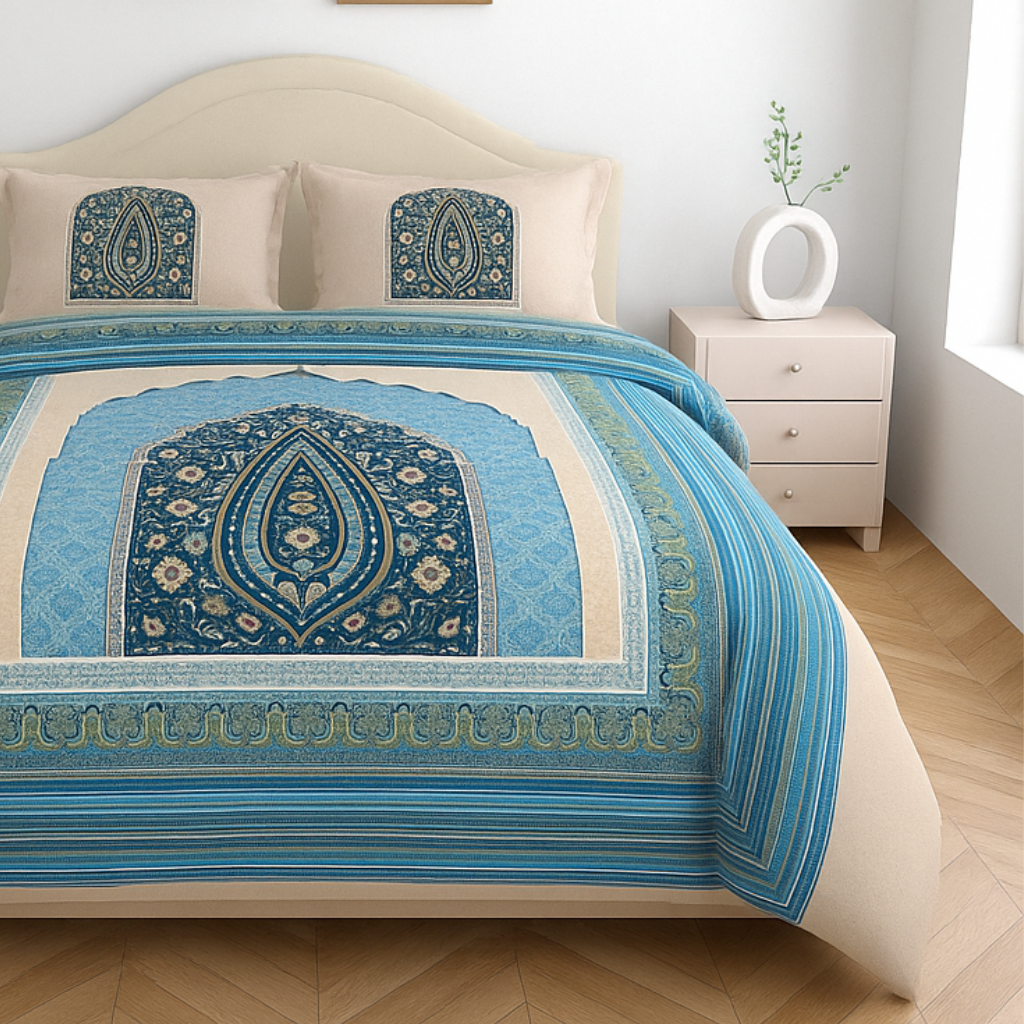 Luxury Satin Cotton 250TC King Size Bedsheet with 2 Pillow Covers (2.75m x 2.75m)