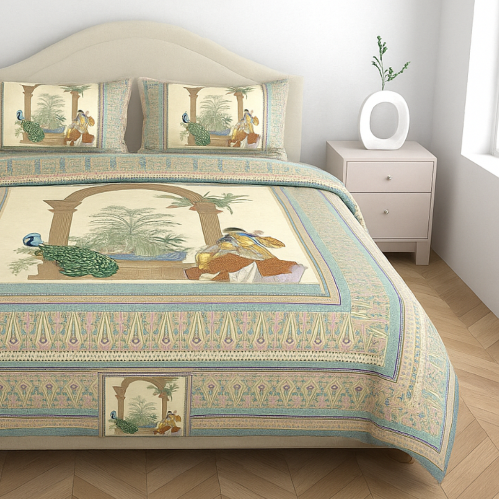Luxury Satin Cotton 250TC King Size Bedsheet with 2 Pillow Covers (2.75m x 2.75m)