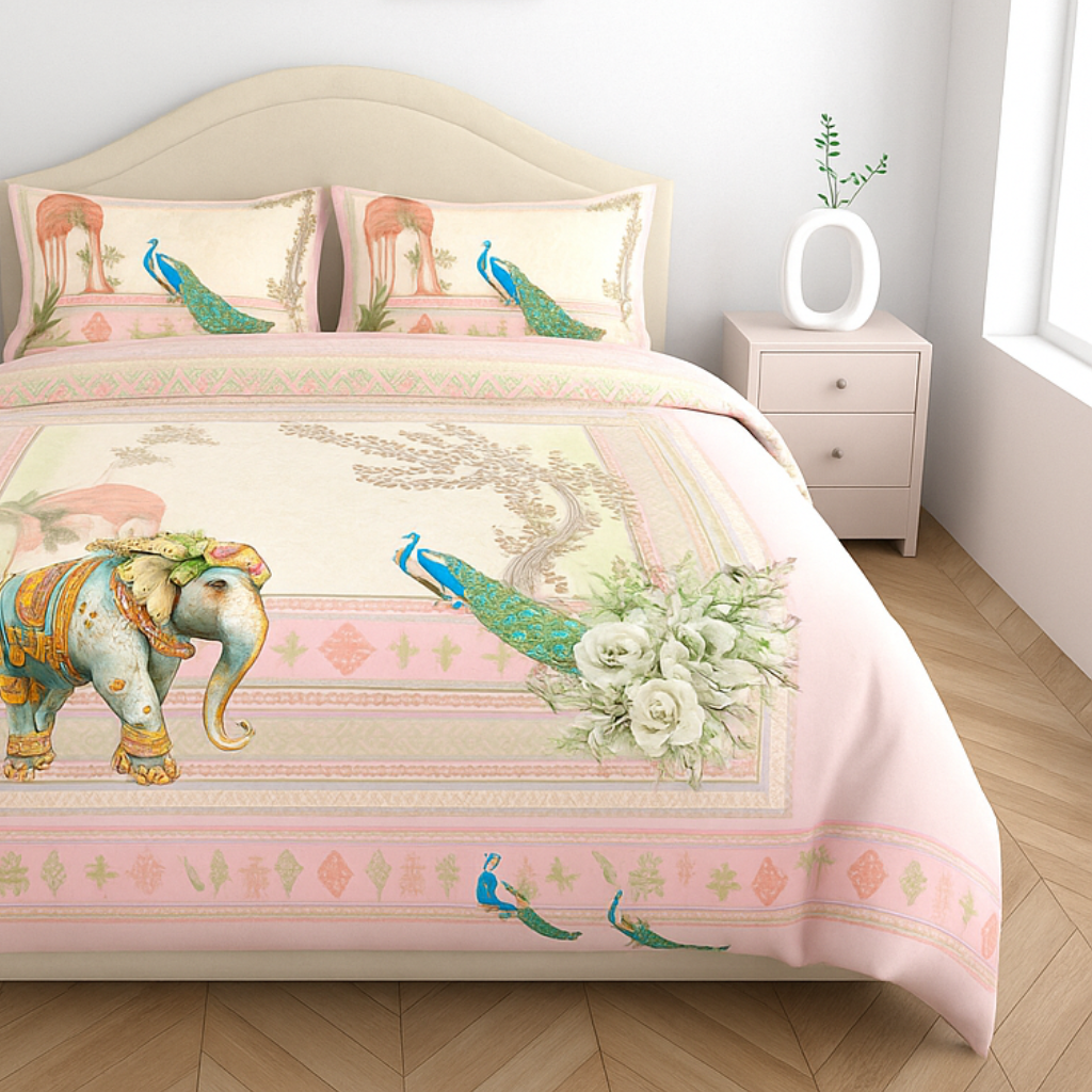 Luxury Satin Cotton 250TC King Size Bedsheet with 2 Pillow Covers (2.75m x 2.75m)