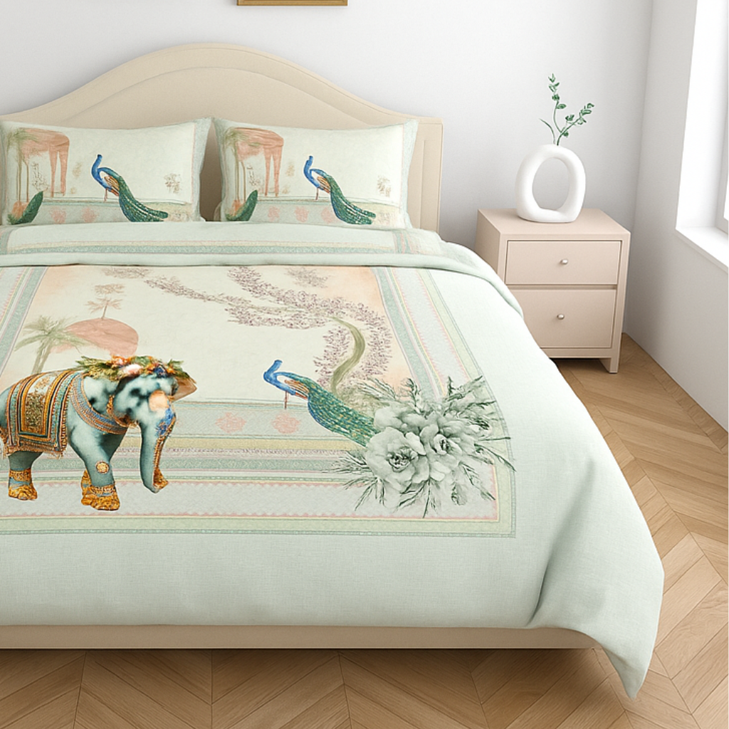 Luxury Satin Cotton 250TC King Size Bedsheet with 2 Pillow Covers (2.75m x 2.75m)