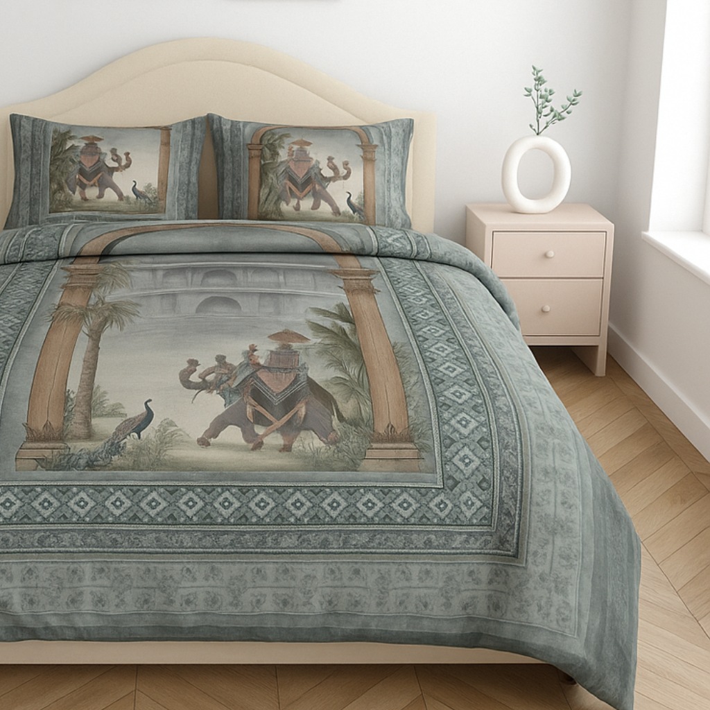 Luxury Satin Cotton 250TC King Size Bedsheet with 2 Pillow Covers (2.75m x 2.75m)