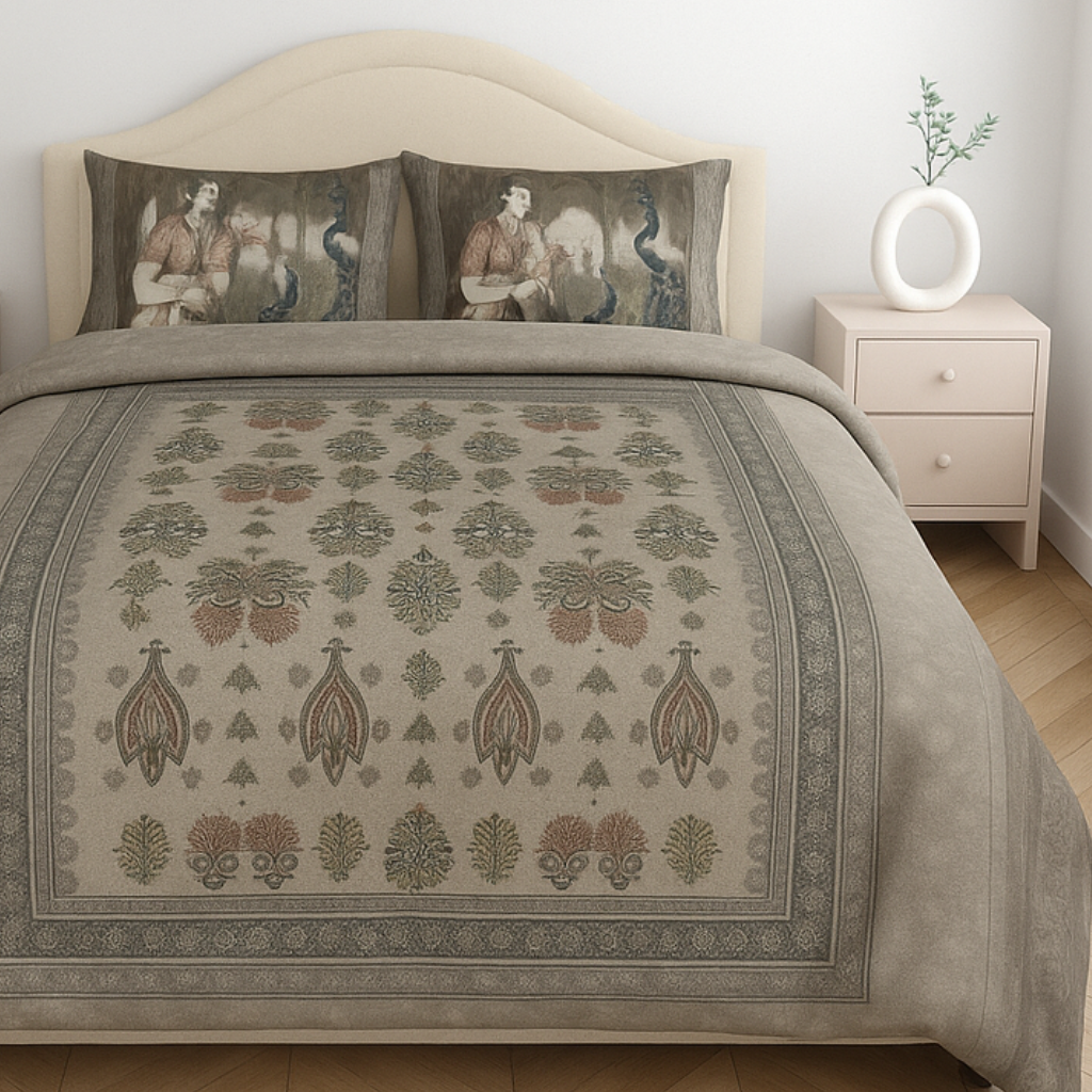 Luxury Satin Cotton 250TC King Size Bedsheet with 2 Pillow Covers (2.75m x 2.75m)