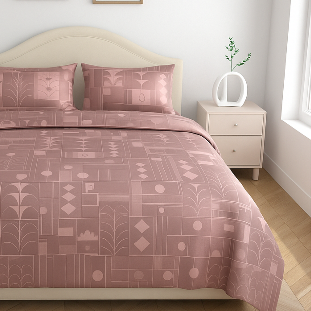 Luxury Satin Cotton King Size Bedsheet with 2 Pillow Covers – 210 TC (2.75m x 2.75m)