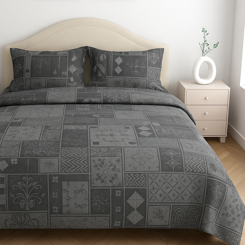 Luxury Satin Cotton King Size Bedsheet with 2 Pillow Covers – 210 TC (2.75m x 2.75m)