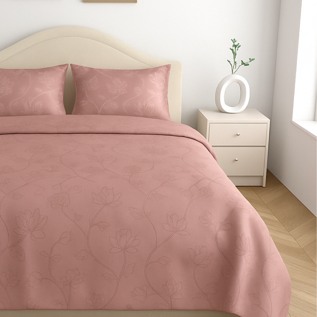 Luxury Satin Cotton King Size Bedsheet with 2 Pillow Covers – 210 TC (2.75m x 2.75m)