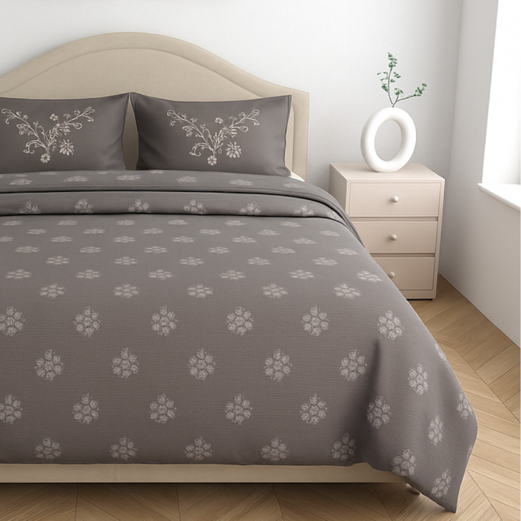 Luxury Satin Cotton King Size Bedsheet with 2 Pillow Covers – 210 TC (2.75m x 2.75m)