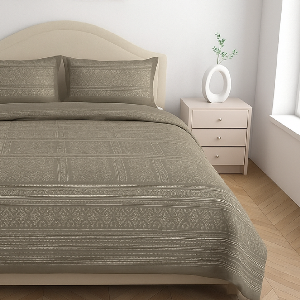 Luxury Satin Cotton King Size Bedsheet with 2 Pillow Covers – 210 TC (2.75m x 2.75m)