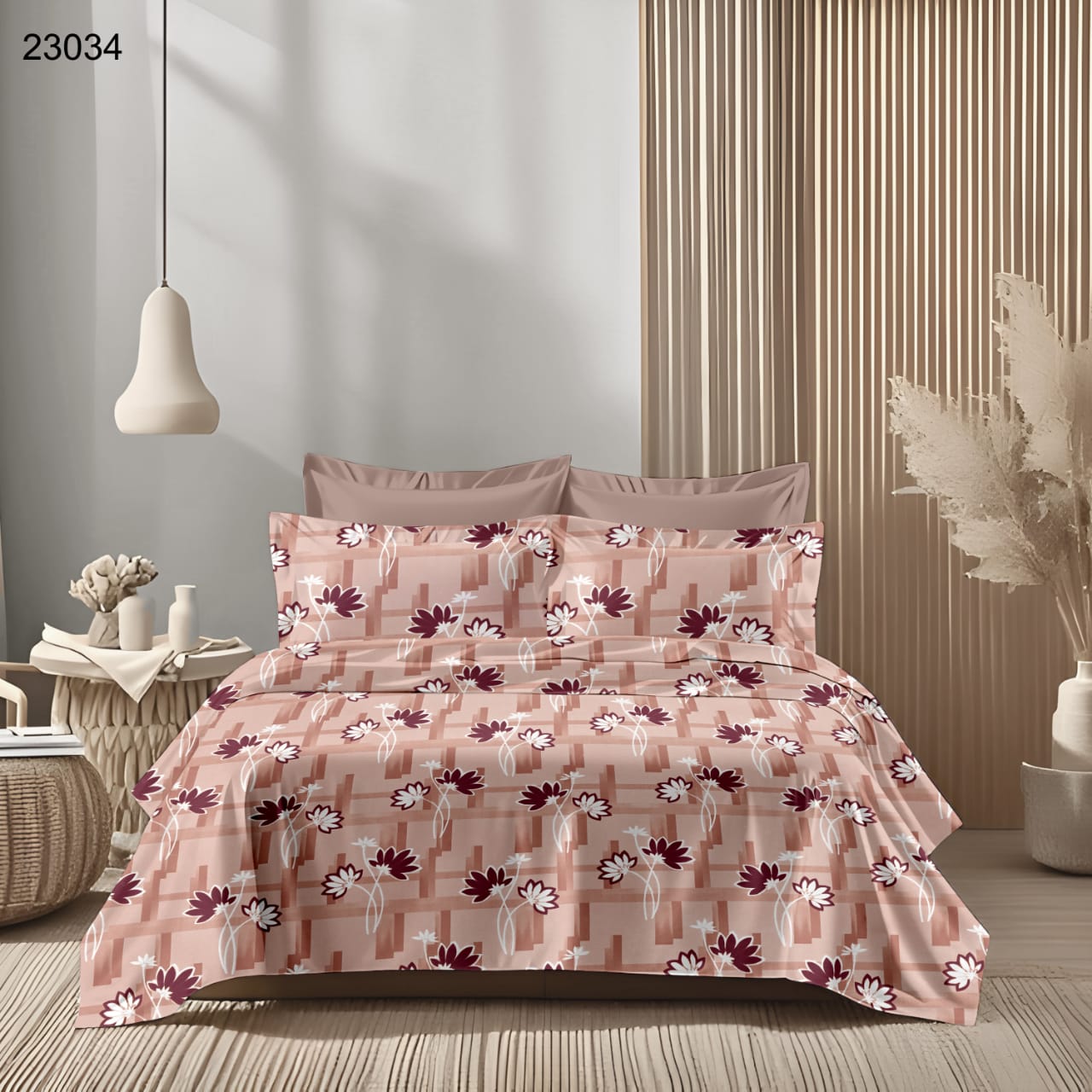Premium 100% Cotton Double Bed Bedsheet with 2 Pillow Covers – 144 TC | King Size 2.75m x 2.75m