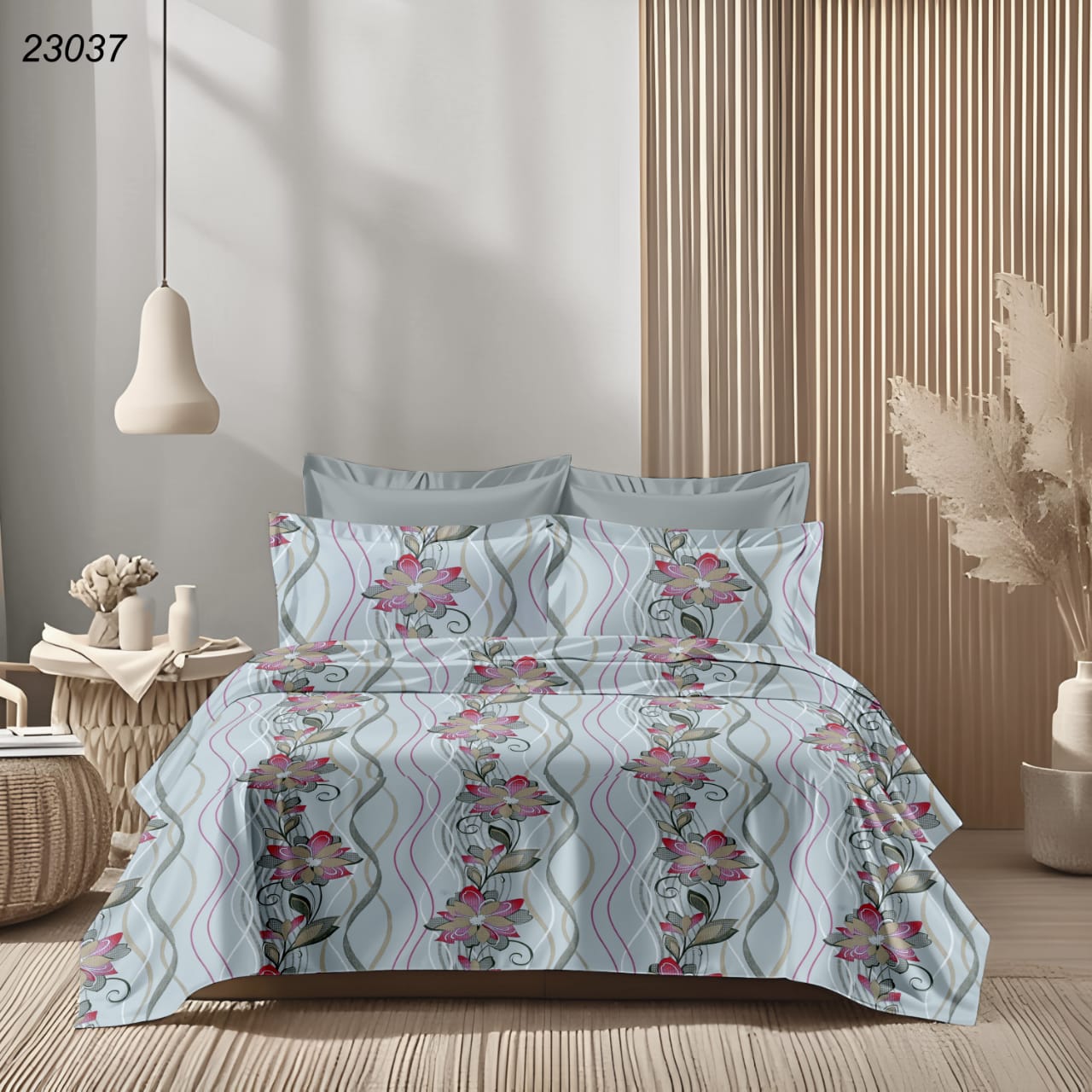 Premium 100% Cotton Double Bed Bedsheet with 2 Pillow Covers – 144 TC | King Size 2.75m x 2.75m
