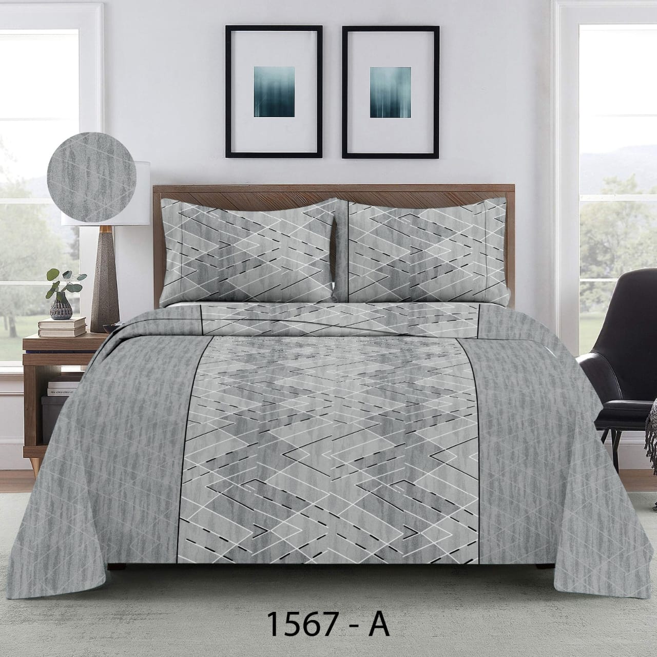 Premium 100% Cotton Double Bed Bedsheet with 2 Pillow Covers – 144 TC | King Size 2.75m x 2.75m