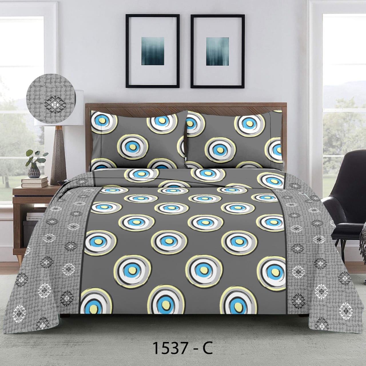 Premium 100% Cotton Double Bed Bedsheet with 2 Pillow Covers – 144 TC | King Size 2.75m x 2.75m
