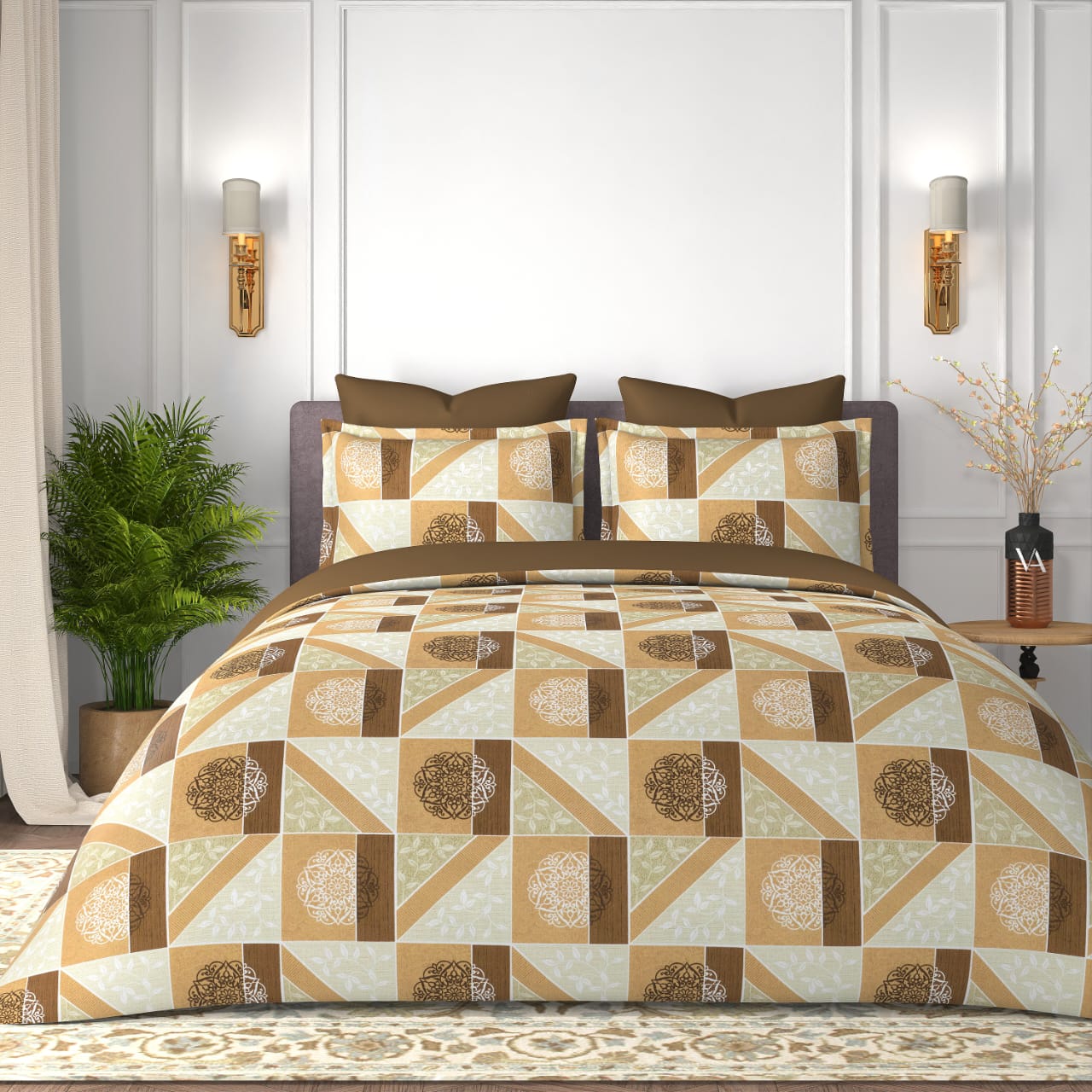 Premium 100% Cotton Double Bed Bedsheet with 2 Pillow Covers – 144 TC | King Size 2.75m x 2.75m