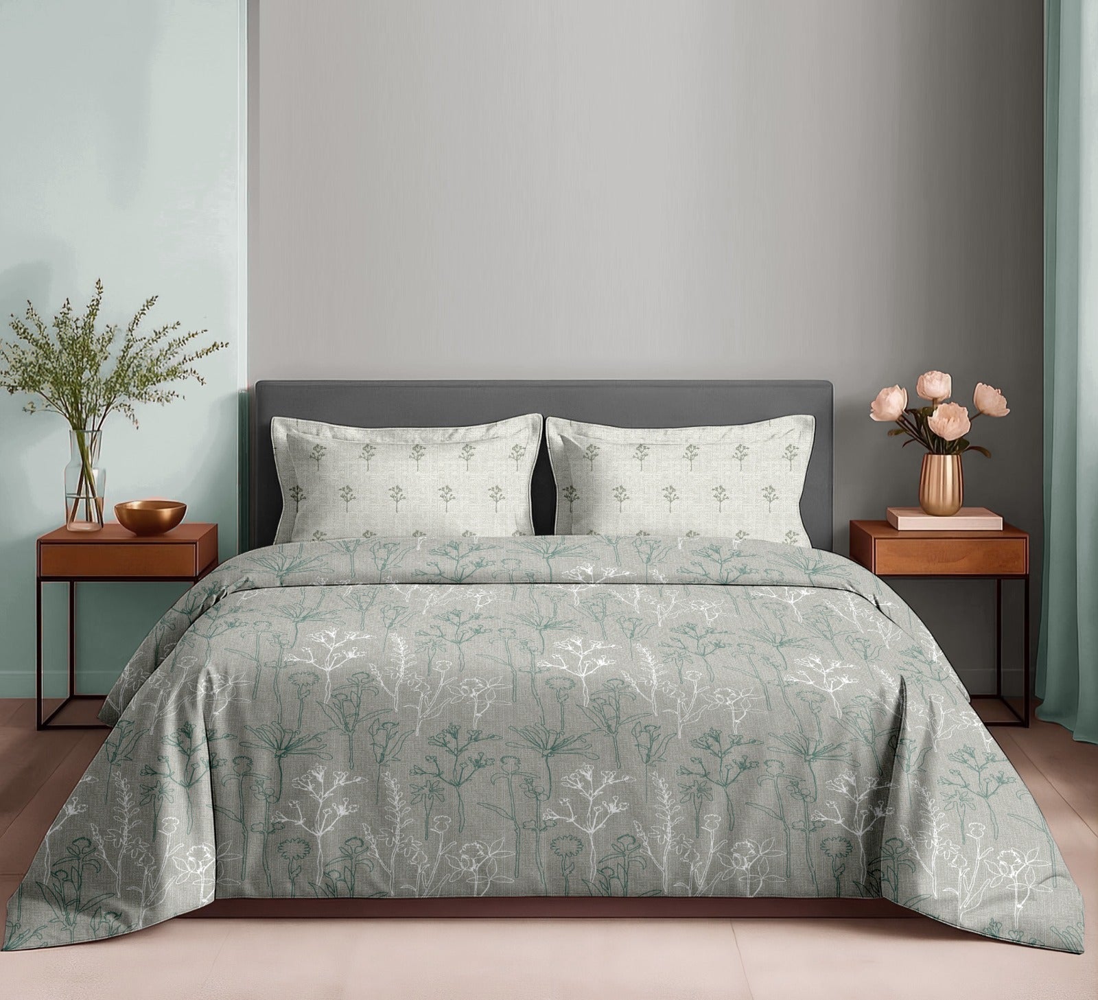 Soft Cotton 180 Thread Count King Size Bedsheet with Matching Pillow Covers