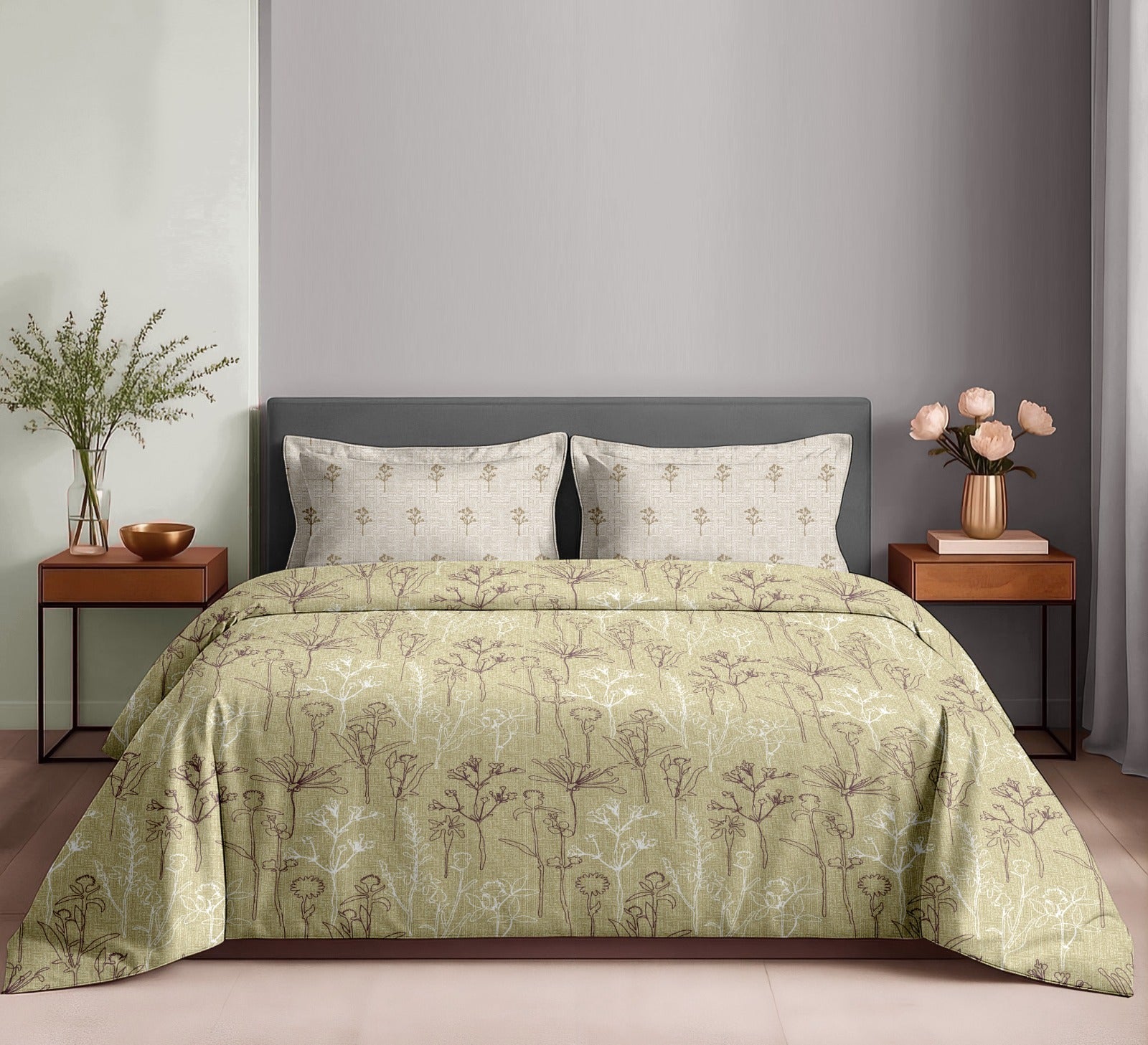 Soft Cotton 180 Thread Count King Size Bedsheet with Matching Pillow Covers