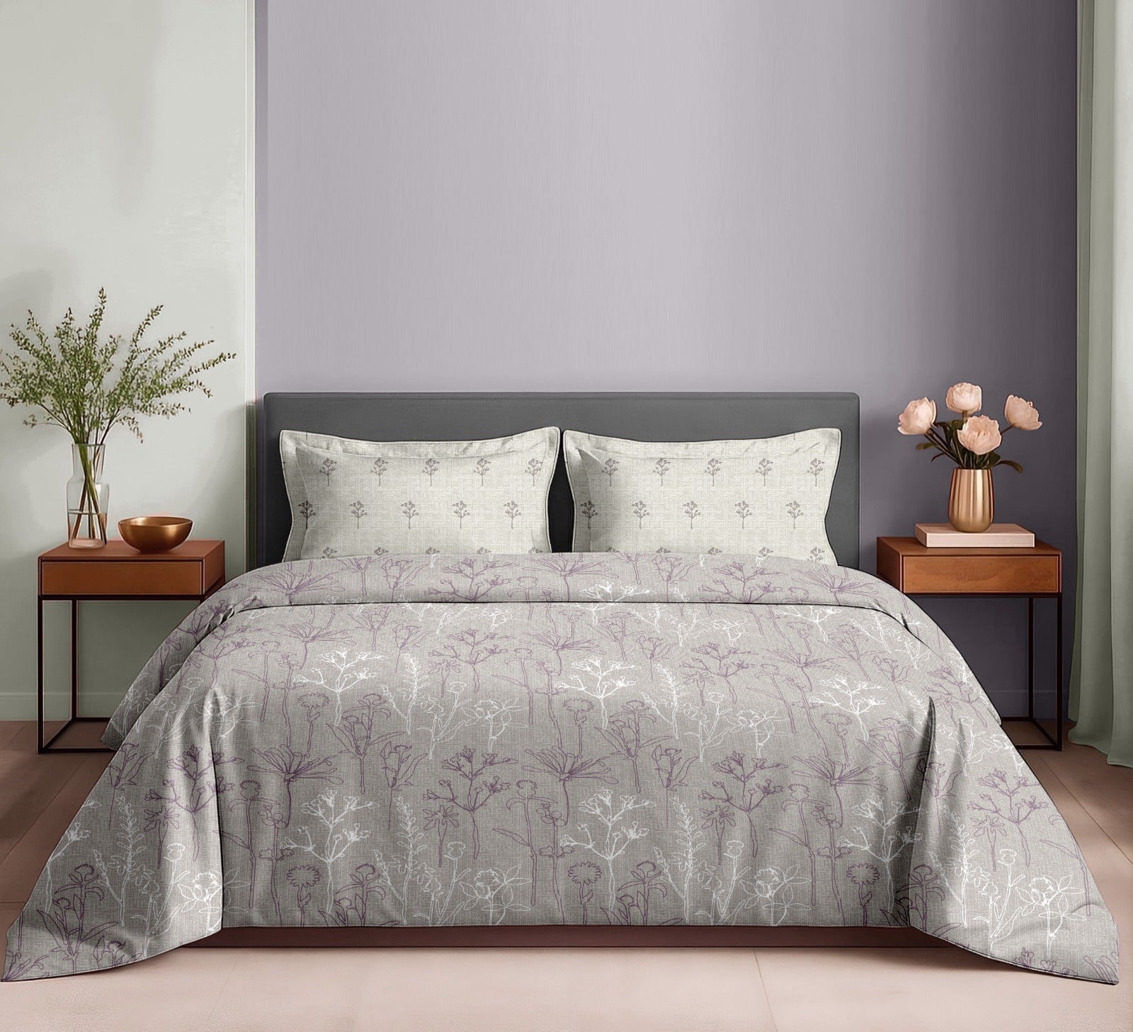 Soft Cotton 180 Thread Count King Size Bedsheet with Matching Pillow Covers
