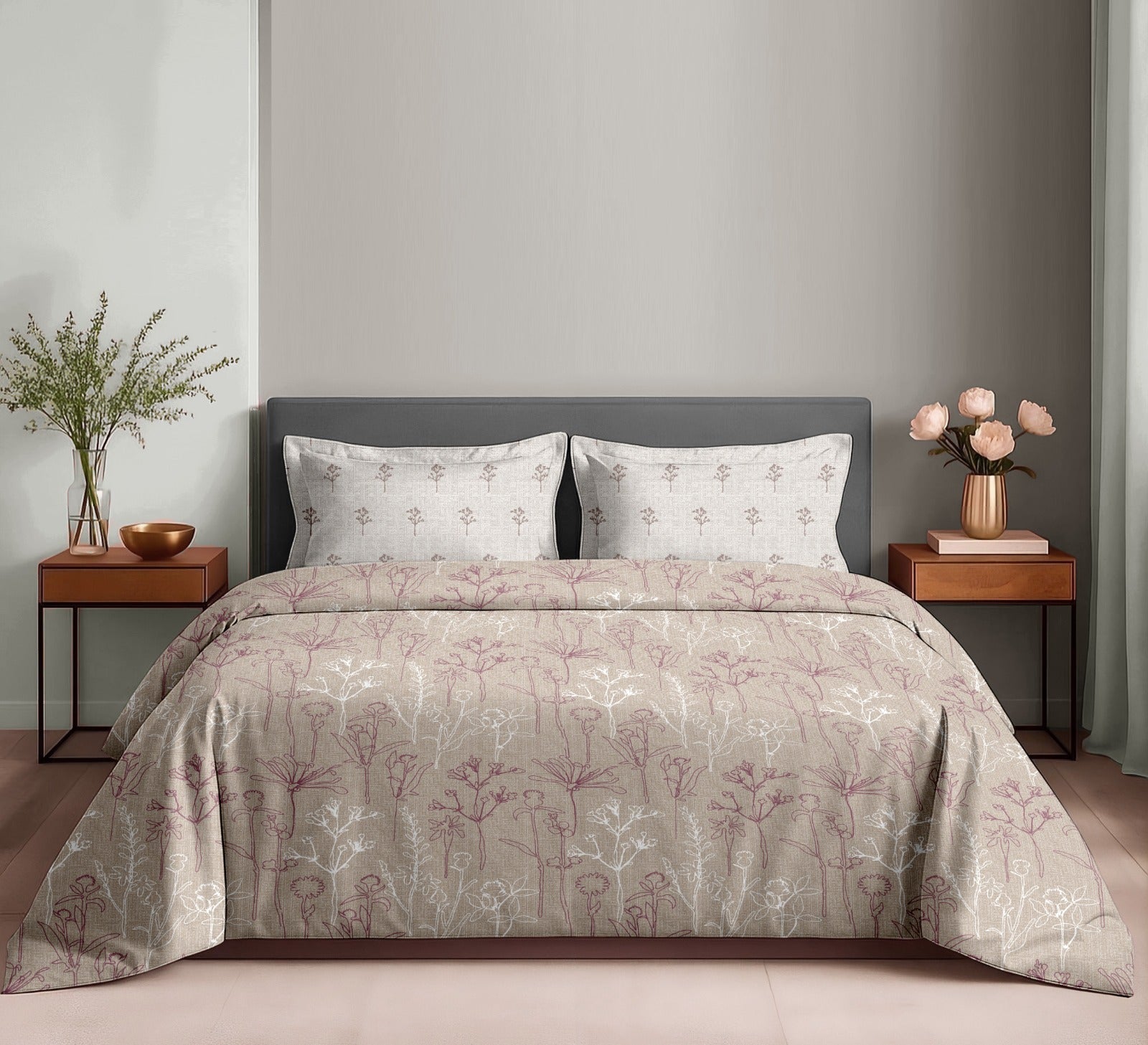 Soft Cotton 180 Thread Count King Size Bedsheet with Matching Pillow Covers