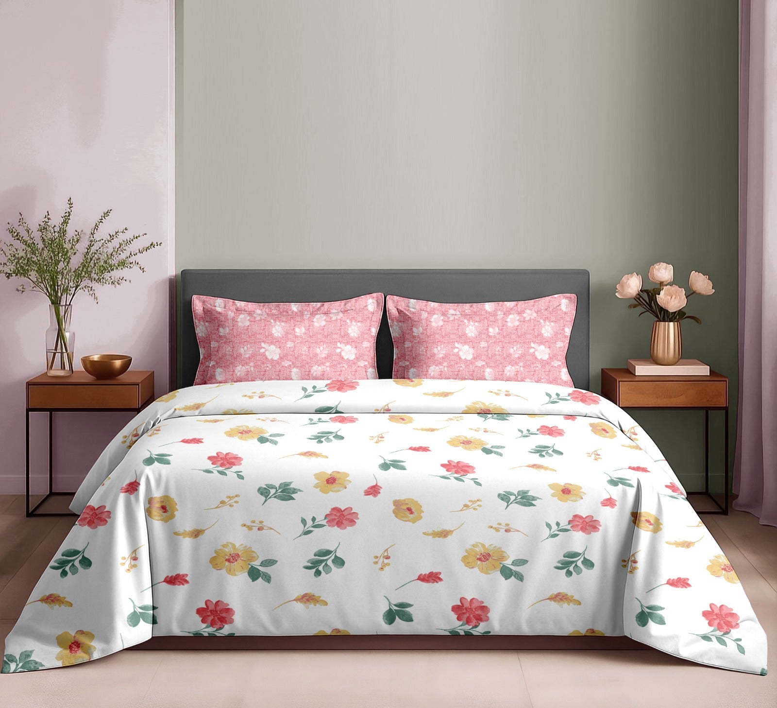 Luxury Cotton 180 TC King Size Bedsheet with 2 Pillow Covers – 2.75 x 2.75 m